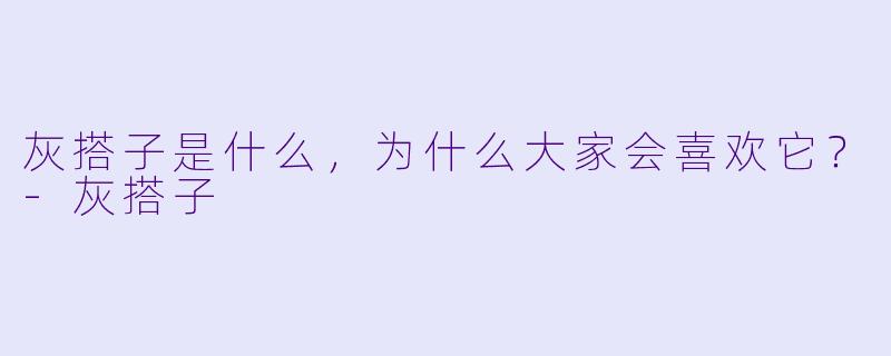 灰搭子是什么,为什么大家会喜欢它?