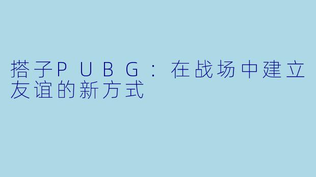 搭子PUBG：在战场中建立友谊的新方式