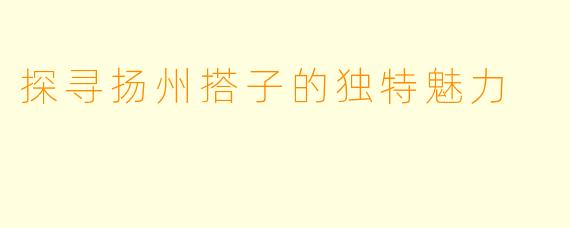 探寻扬州搭子的独特魅力