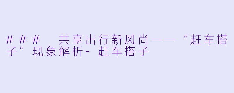 ### 共享出行新风尚——“赶车搭子”现象解析-赶车搭子