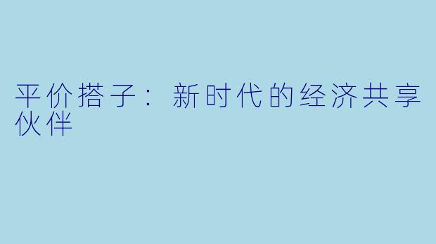 平价搭子：新时代的经济共享伙伴