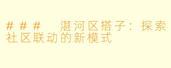 ### 湛河区搭子：探索社区联动的新模式
