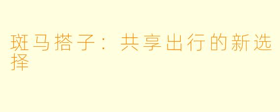 斑马搭子：共享出行的新选择