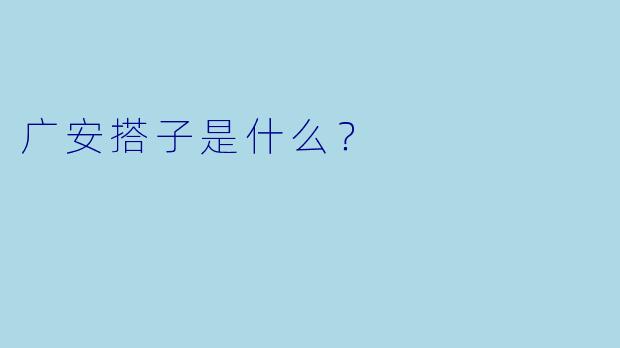 广安搭子是什么？  