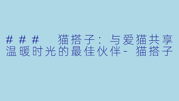 ### 猫搭子：与爱猫共享温暖时光的最佳伙伴-猫搭子