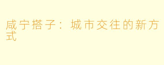 咸宁搭子：城市交往的新方式