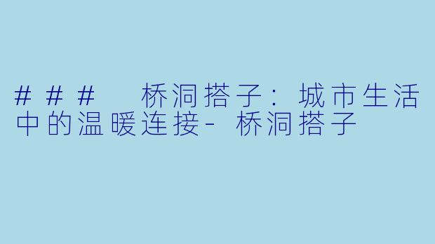 ### 桥洞搭子：城市生活中的温暖连接-桥洞搭子