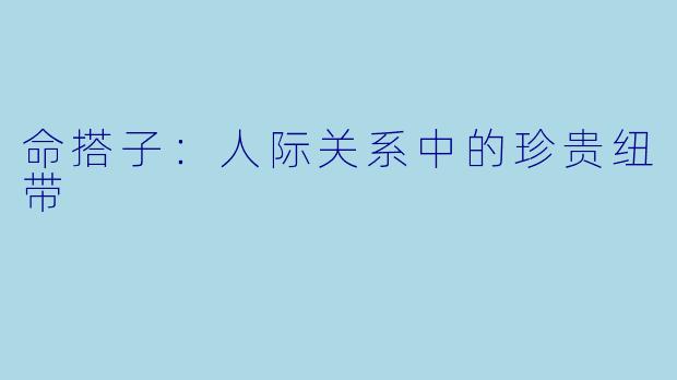 命搭子：人际关系中的珍贵纽带