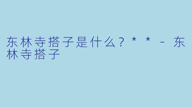 东林寺搭子是什么？**