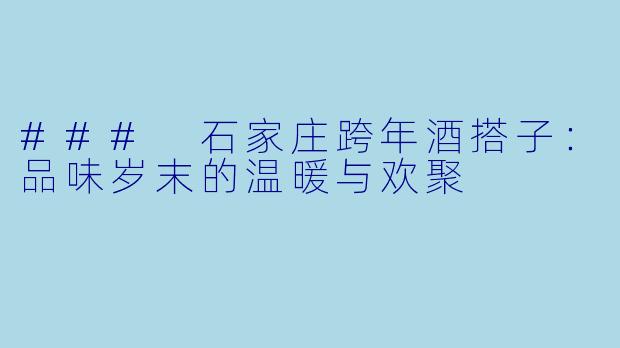 ### 石家庄跨年酒搭子：品味岁末的温暖与欢聚