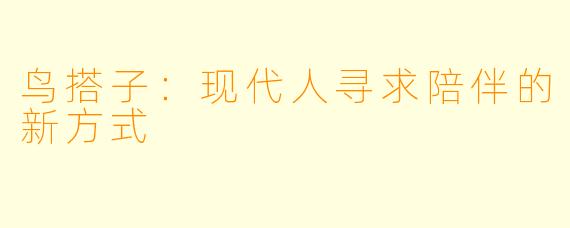 鸟搭子:现代人寻求陪伴的新方式