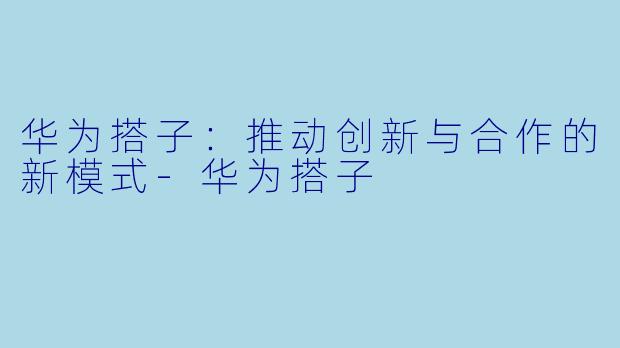 华为搭子：推动创新与合作的新模式-华为搭子