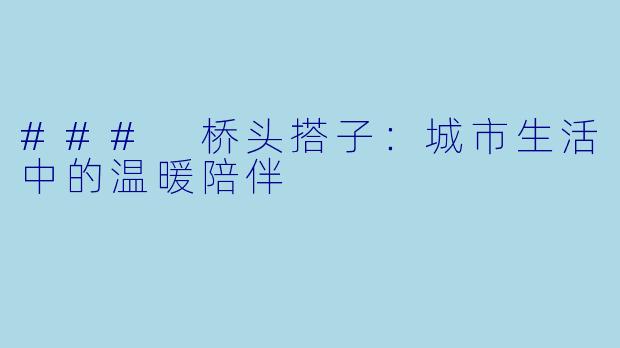 ### 桥头搭子：城市生活中的温暖陪伴