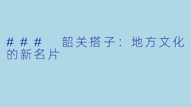 ### 韶关搭子：地方文化的新名片