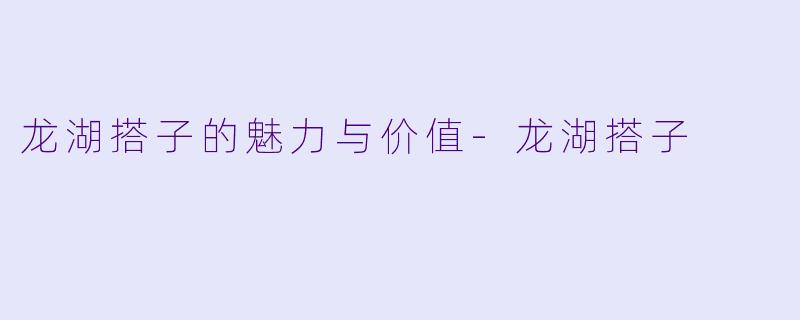 龙湖搭子的魅力与价值