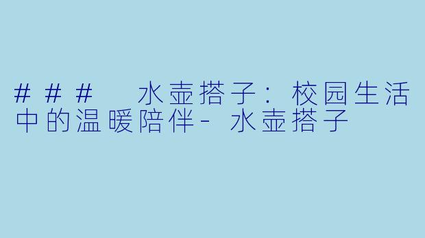 ### 水壶搭子：校园生活中的温暖陪伴-水壶搭子