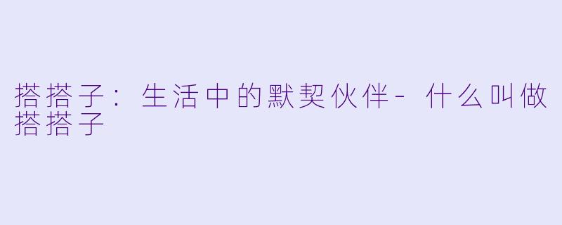 搭搭子：生活中的默契伙伴-什么叫做搭搭子