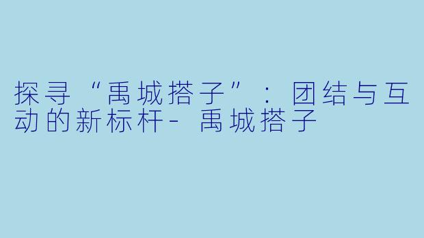 探寻“禹城搭子”：团结与互动的新标杆-禹城搭子