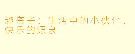 趣搭子：生活中的小伙伴，快乐的源泉