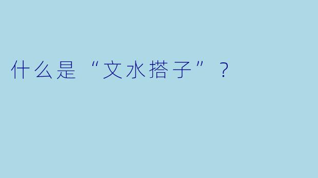 什么是“文水搭子”？  