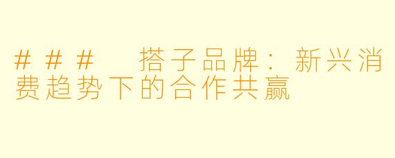 ### 搭子品牌:新兴消费趋势下的合作共赢