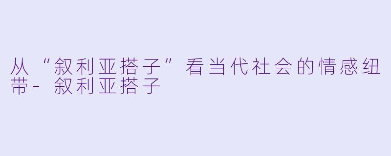 从“叙利亚搭子”看当代社会的情感纽带-叙利亚搭子