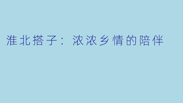 淮北搭子:浓浓乡情的陪伴