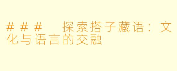 ### 探索搭子藏语：文化与语言的交融