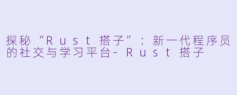 探秘“Rust搭子”：新一代程序员的社交与学习平台-Rust搭子