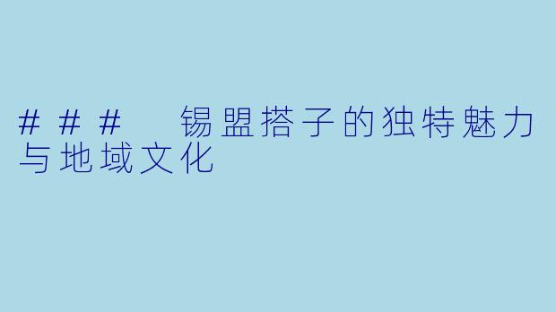 ### 锡盟搭子的独特魅力与地域文化