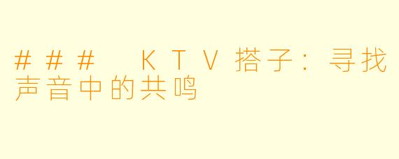 ### KTV搭子：寻找声音中的共鸣