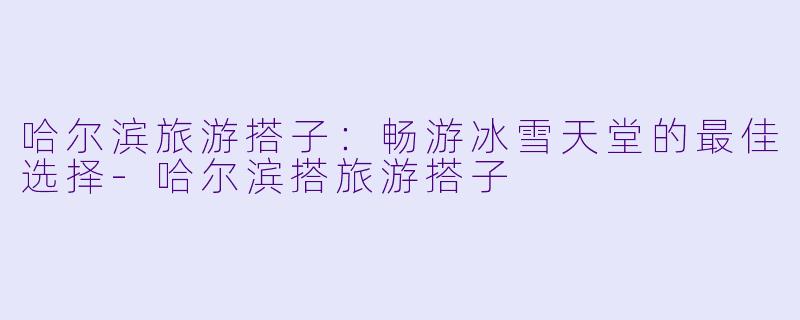 哈尔滨旅游搭子：畅游冰雪天堂的最佳选择