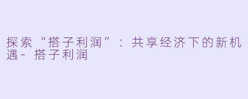 探索“搭子利润”：共享经济下的新机遇-搭子利润