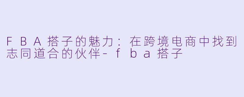 FBA搭子的魅力：在跨境电商中找到志同道合的伙伴-fba搭子