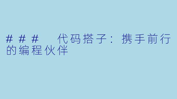 ### 代码搭子:携手前行的编程伙伴