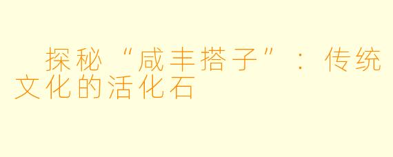  探秘“咸丰搭子”：传统文化的活化石