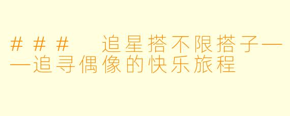 ### 追星搭不限搭子——追寻偶像的快乐旅程