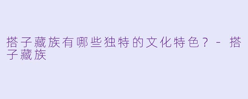 搭子藏族有哪些独特的文化特色?