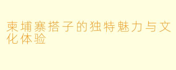 柬埔寨搭子的独特魅力与文化体验