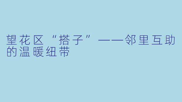 望花区“搭子”——邻里互助的温暖纽带