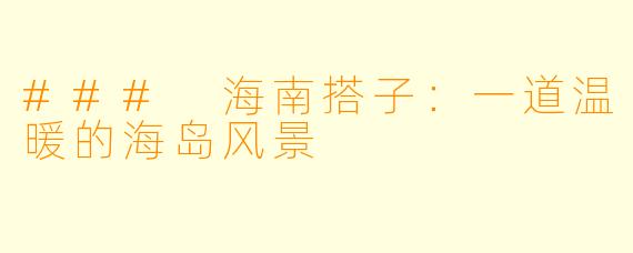 ### 海南搭子：一道温暖的海岛风景