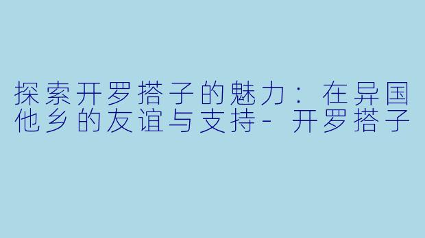 探索开罗搭子的魅力：在异国他乡的友谊与支持-开罗搭子