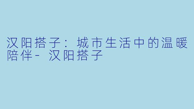 汉阳搭子:城市生活中的温暖陪伴