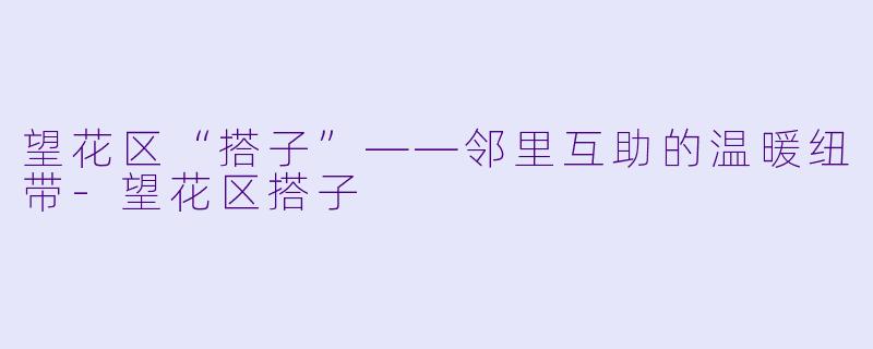 望花区“搭子”——邻里互助的温暖纽带