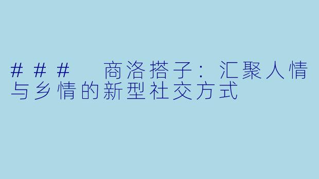 ### 商洛搭子：汇聚人情与乡情的新型社交方式