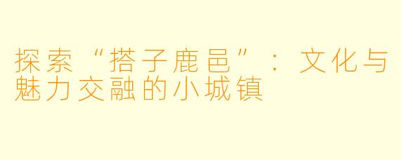 探索“搭子鹿邑”：文化与魅力交融的小城镇