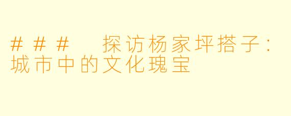 ### 探访杨家坪搭子：城市中的文化瑰宝