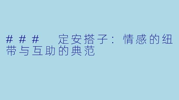 ### 定安搭子:情感的纽带与互助的典范