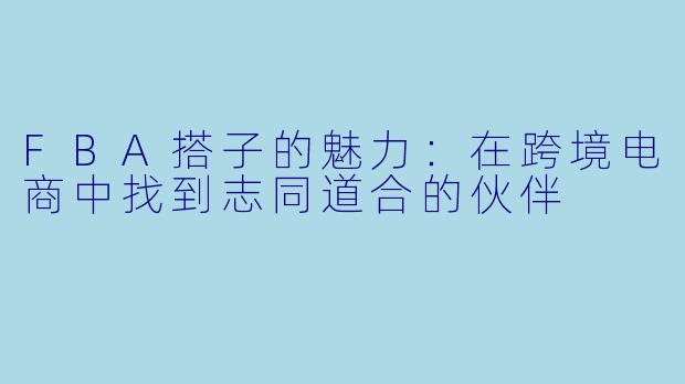 FBA搭子的魅力：在跨境电商中找到志同道合的伙伴