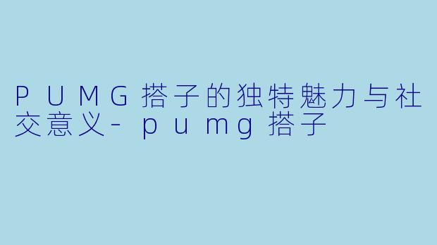 PUMG搭子的独特魅力与社交意义-pumg搭子